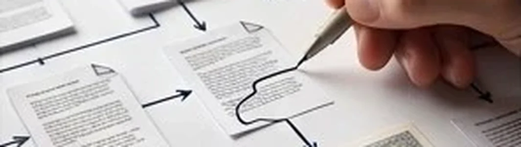 Document workflow showing linked records and verification steps